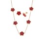 Σετ Γυναικείο Senza Gold Plated Stainless Steel, Κολιέ και σκουλαρίκια με κόκκινες μαργαρίτες - SSD5741GRD