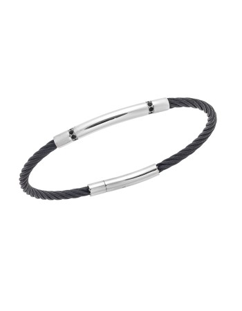 Βραχιόλι Senza Men's Silver & Black Stainless Steel Bracelet - SSD5750BK
