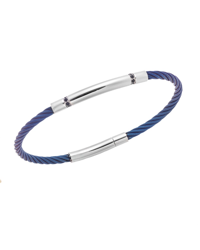 Βραχιόλι Senza Men's Silver & Blue Stainless Steel Bracelet - SSD5750BL