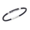 Βραχιόλι Senza Men's Silver Stainless Steel With Black Leather - SSD5752SBK