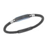 Βραχιόλι Senza Men's Silver & Blue Stainless Steel With Black Leather - SSD5753BBL