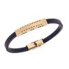 Βραχιόλι Senza Men's Gold Plated Stainless Steel With Black Leather - SSD5754GBK