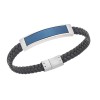 Βραχιόλι Senza Men's Silver&Blue Stainless Steel With Black Leather - SSD5755SBL