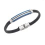 Βραχιόλι Senza Men's Silver&Blue Stainless Steel With Black Leather - SSD5757SBL