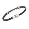 Βραχιόλι Senza Men's Silver&Black Stainless Steel With Black Leather - SSD5758SBK
