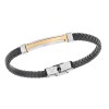 Βραχιόλι Senza Men's Silver&Gold Stainless Steel With Black Leather - SSD5758SGD