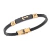 Βραχιόλι Senza Men's Gold Plated Steel, Black Leather Strap With Gold Anchor - SSD5765GBK