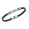 Βραχιόλι Senza Men's Steel, Black Leather Strap With Anchor - SSD5765SR