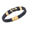 Βραχιόλι Senza Men's  Steel Gold Plated Anchor With Black Leather - SSD5766GBK