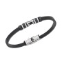 Βραχιόλι Senza Men's Steel, Black Leather Strap With Silver Anchor - SSD5768SBK