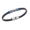 Βραχιόλι Senza Men's Steel, Black Leather Strap With Silver Anchor - SSD5768SBL