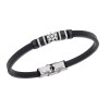 Βραχιόλι Senza Men's Steel, Black Leather Strap - SSD5769SBK