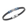 Βραχιόλι Senza Men's Steel, Black Leather Strap - SSD5769SBL