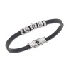Βραχιόλι Senza Men's Steel, Black Leather Strap - SSD5769SR