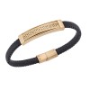Βραχιόλι Senza Men's Gold Plated Steel & Black Leather Strap, με Μαίανδρο - SSD5770GD