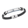 Βραχιόλι Senza Men's Steel, Black Leather Strap With Anchor - SSD5776SBL