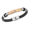 Βραχιόλι Senza Men's Gold Plated Steel, Black Leather Strap With Anchor - SSD5776SGD