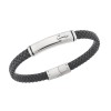 Βραχιόλι Senza Men's Steel, Black Leather Strap With Anchor - SSD5777SR
