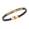 Βραχιόλι Senza Men's Gold Plated Steel, Black Leather Strap, με σχέδιο από διπλό μαίανδρο - SSD5783GD