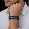 Βραχιόλι τριπλό Senza Men's Steel, Blue Leather Strap, με ασημί & μπλε στοιχεία - SSD5789SBL