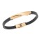 Βραχιόλι Senza Men's Gold Plated Steel, Black Leather Strap, με χρυσό σχέδιο - SSD5798GD