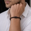 Βραχιόλι Senza Men's Steel, Brown Leather Strap, με μαύρα στοιχεία - SSD5804BNBK