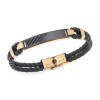 Βραχιόλι Senza Men's Gold Plated Steel, Black Leather Strap, με χρυσό & μαύρο σχέδιο - SSD5808GBK