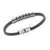 Βραχιόλι Senza Men's Steel, Black Leather Strap, με μαύρη ταυτότητα - SSD5816SBK
