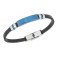 Βραχιόλι Senza Men's Steel, Βlack Leather Strap, με μπλε ταυτότητα και ασημί / μπλε στοιχεία - SSD5819SBL