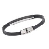 Βραχιόλι Senza Men's Steel, Βlack Leather Strap, με ασημί & μαύρη ταυτότητα - SSD5820SBK