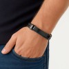 Βραχιόλι διπλό Senza Men's Steel, Black Leather Strap, με δίχρωμη ταυτότητα - SSD5832BBL