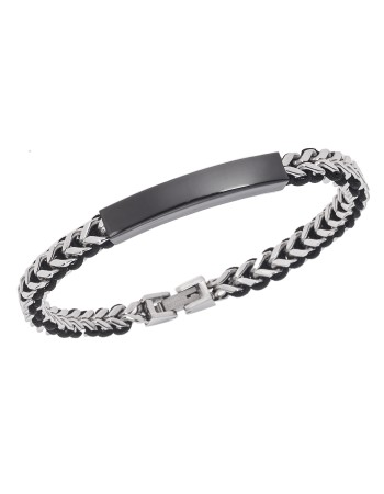 Βραχιόλι Senza Men's Steel, με μαύρη ταυτότητα - SSD5835SBK