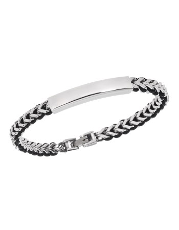 Βραχιόλι Senza Men's Steel, με ασημί ταυτότητα - SSD5835SR