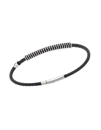 Βραχιόλι Senza Men's Steel, με δίχρωμο σχέδιο συρματόσχοινο - SSD5837SBK