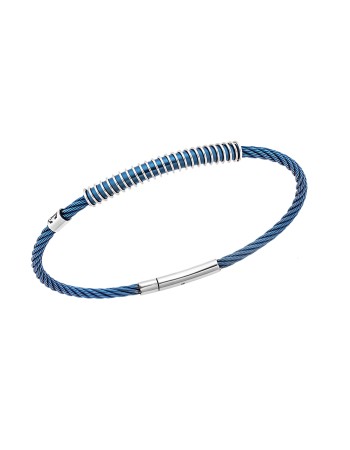 Βραχιόλι Senza Men's Steel, με δίχρωμο σχέδιο συρματόσχοινο - SSD5837SBL