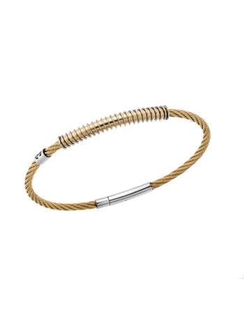 Βραχιόλι Senza Men's Steel, με δίχρωμο σχέδιο συρματόσχοινο - SSD5837SGD