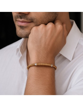 Βραχιόλι Senza Men's Steel, με δίχρωμο σχέδιο συρματόσχοινο - SSD5837SGD