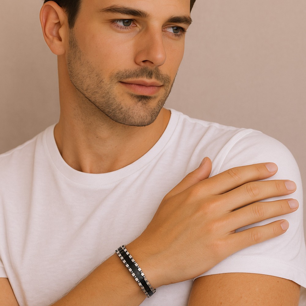 Βραχιόλι Senza Men's Black Stainless Steel - SSD5960SBK