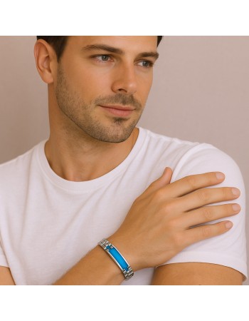 Βραχιόλι Senza Men's Blue Stainless Steel - SSD5961SBL