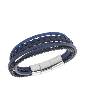 Βραχιόλι Senza Men's Steel Blue Leather Strap - SSD5981SBL