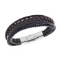 Βραχιόλι Senza Men's Steel Brown Leather Strap - SSD5981SBN