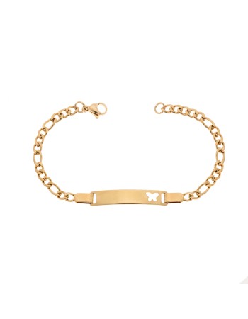 Βραχιόλι Senza Stainless Steel Gold Plated , ταυτότητα με πεταλούδα - SSD5983GD