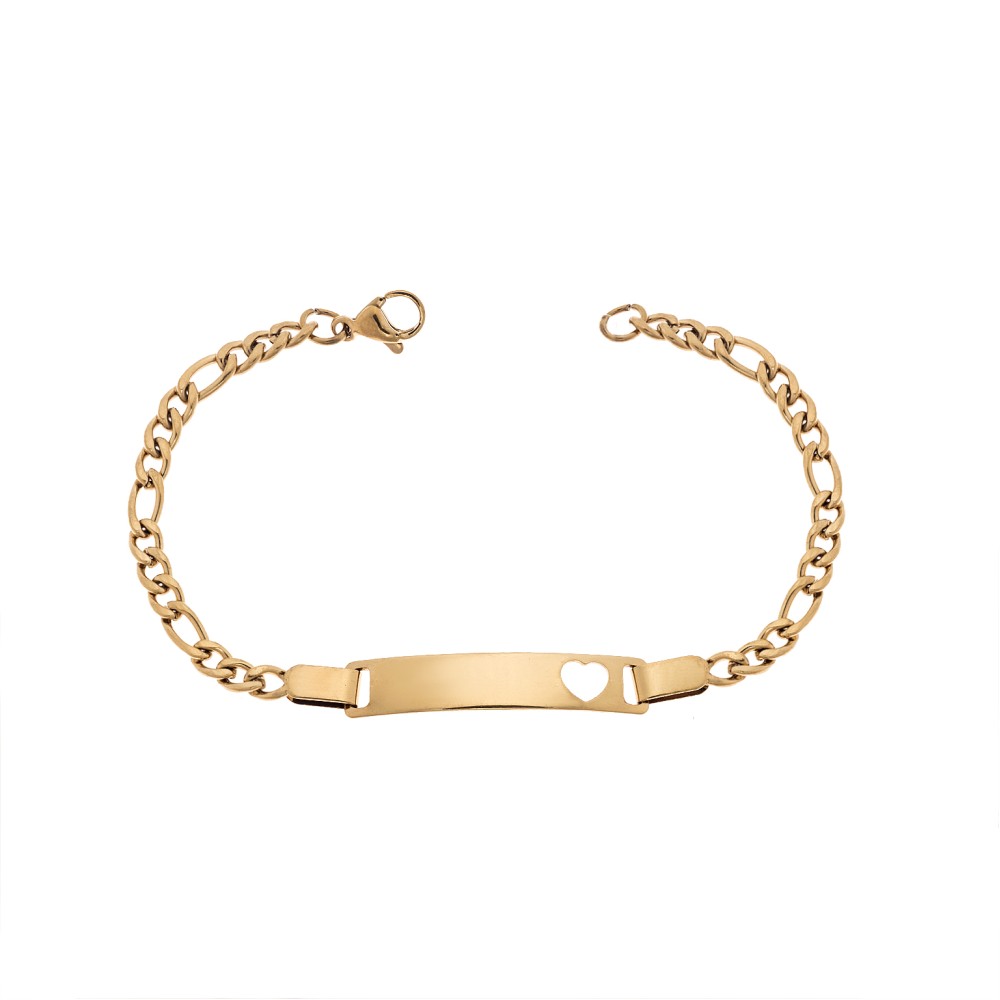 Βραχιόλι Senza Stainless Steel Gold Plated , ταυτότητα με καρδούλα - SSD5985GD
