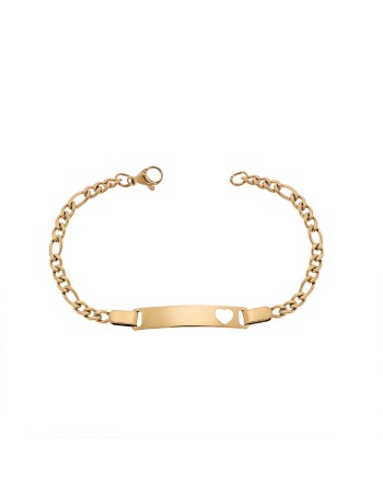 Βραχιόλι Senza Stainless Steel Gold Plated , ταυτότητα με καρδούλα - SSD5985GD