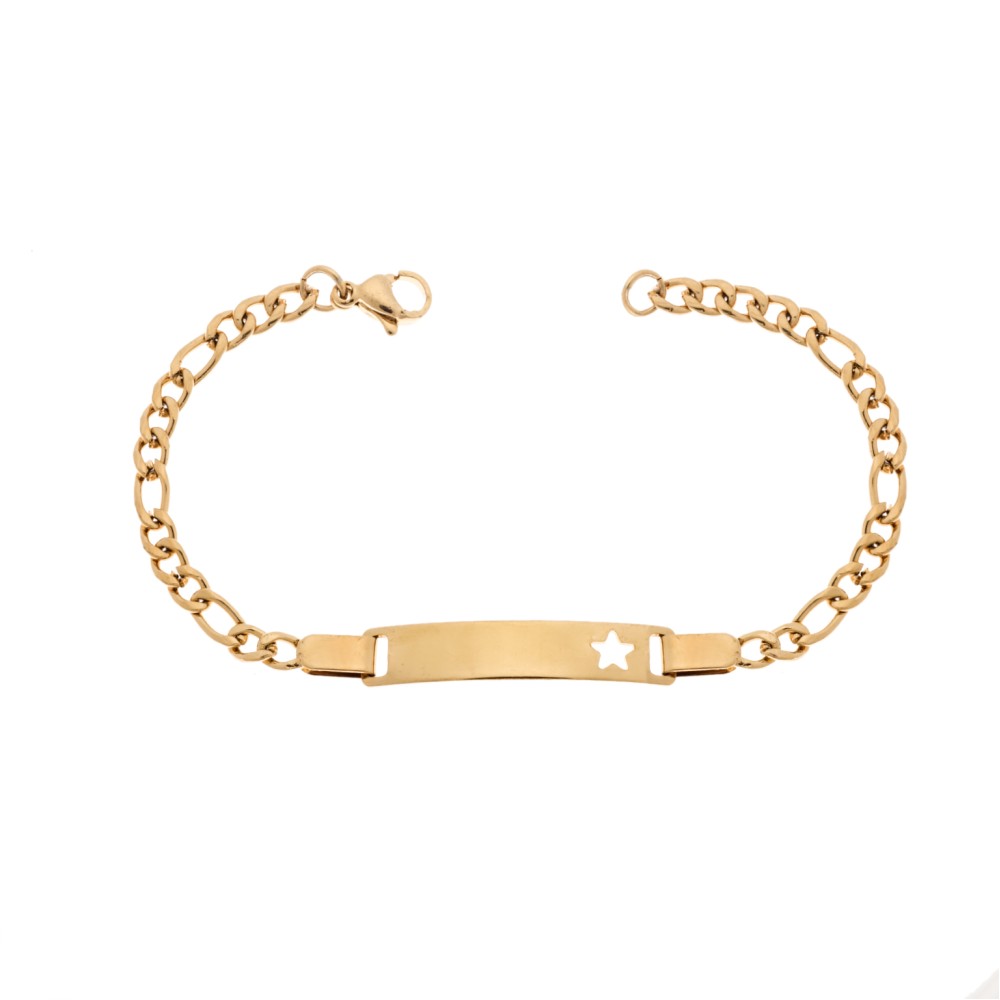 Βραχιόλι Senza Stainless Steel Gold Plated , ταυτότητα με αστεράκι - SSD5988GD