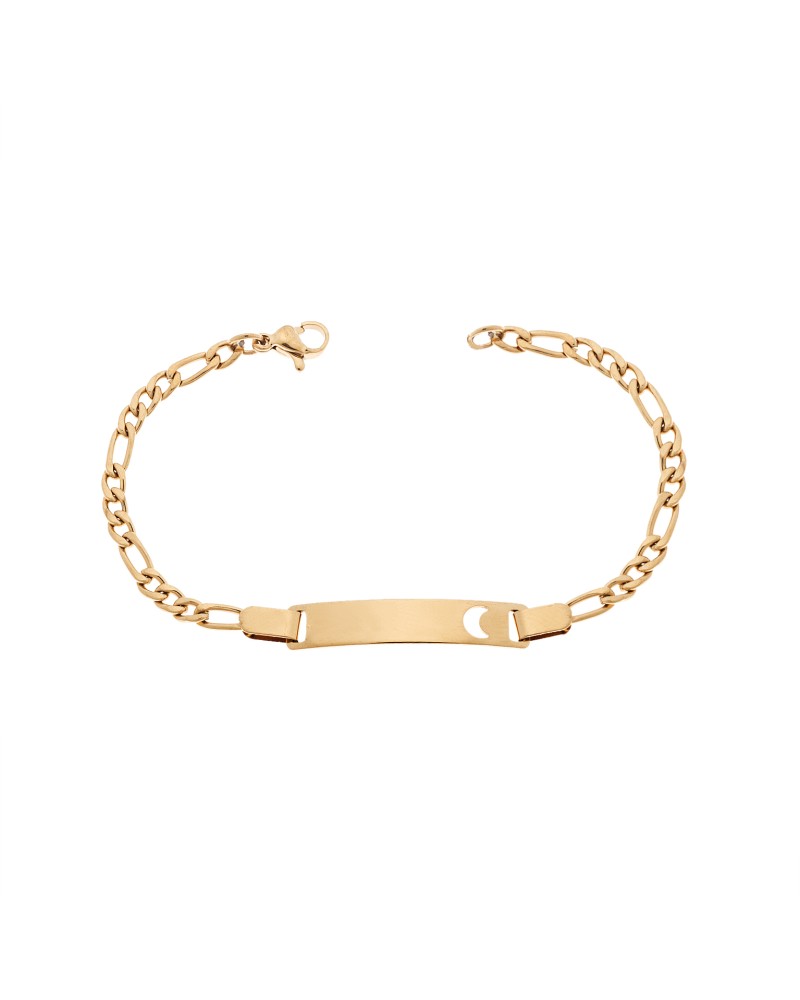 Βραχιόλι Senza Stainless Steel Gold Plated , ταυτότητα με φεγγαράκι - SSD5990GD