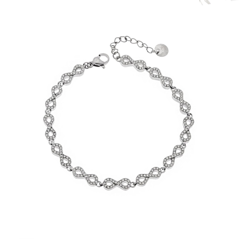 Βραχιόλι Γυναικείο SENZA Stainless Steel , άπειρα με πέτρες - SSD6003SR