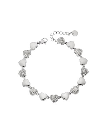 Βραχιόλι Γυναικείο SENZA Stainless Steel, καρδούλες με πέτρες