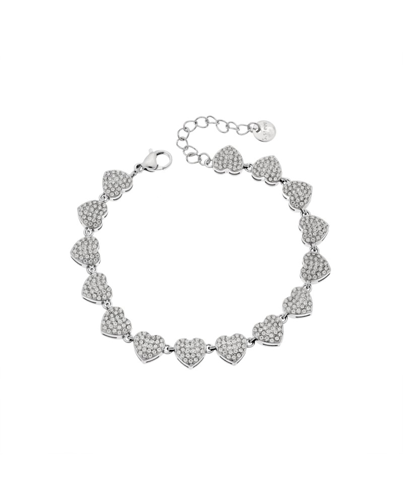 Βραχιόλι Γυναικείο SENZA Stainless Steel, καρδούλες με πέτρες