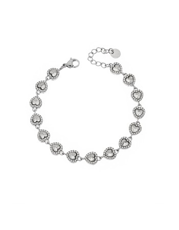 Βραχιόλι Γυναικείο SENZA Stainless Steel , καρδούλες με πέτρες - SSD6008SR